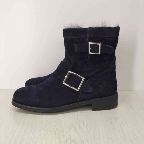 ジミーチュウ JIMMY CHOO YOUTH イタリア製 牛革 スエード 裏地ファー エンジニアショートブーツ レディース JPN:38